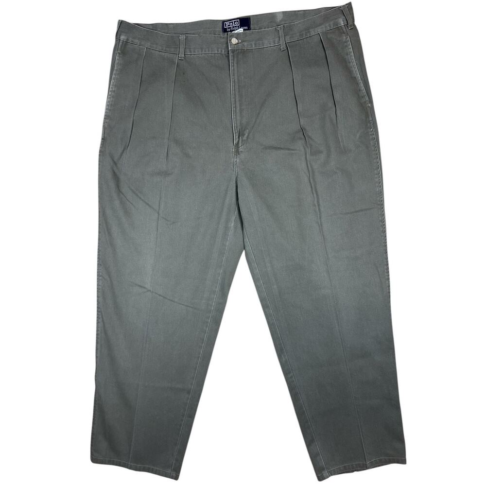 Vintage Polo Ralph Lauren Men’s Classic Cotton Chino Pants Gray Pleated Sz 40/30